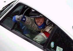 Paolo Trinchieri in pista, alla guida della sua 993 RS